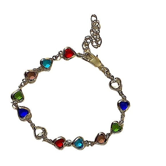 Sterling Silver Heart Multicolor Zircon Bracelet - Picture 3 of 3